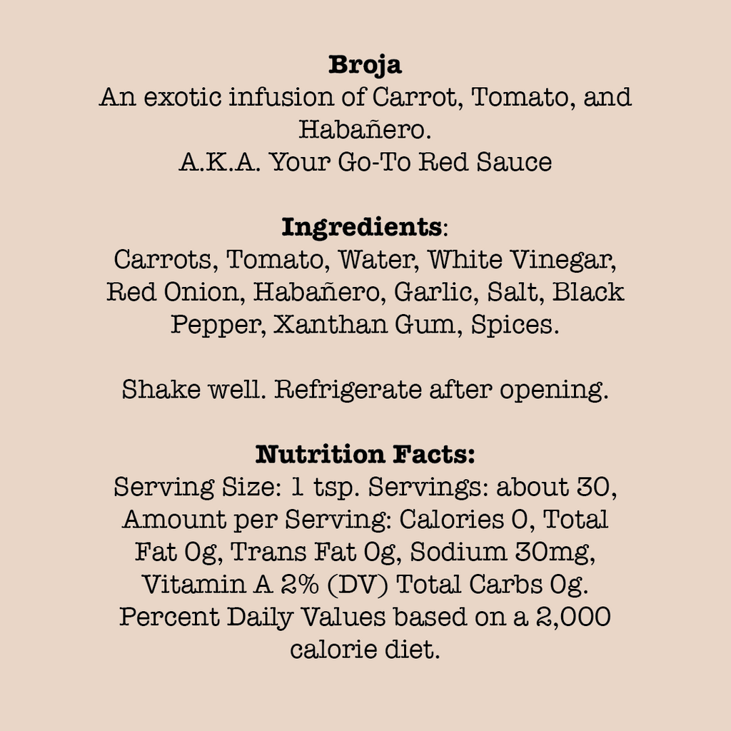 Broja hot sauce ingredients