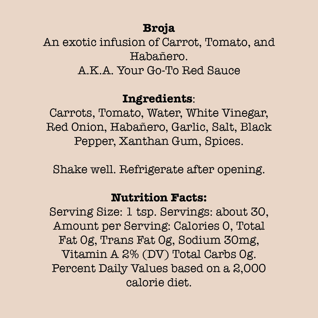 Broja hot sauce ingredients